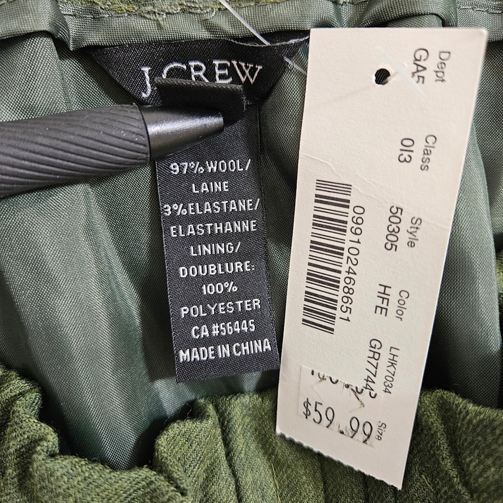 J.Crew NWT Womens Wool Mini Skirt Green Preppy Academia Minimalist Relaxed S 4 - Picture 5 of 9